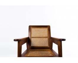 Fauteuil en palissandre et cannage ligne minimaliste 1950