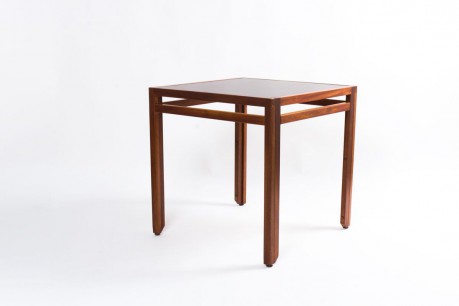 Table de repas carree Andre Sornay en acajou et plateau stratifie noir 1950