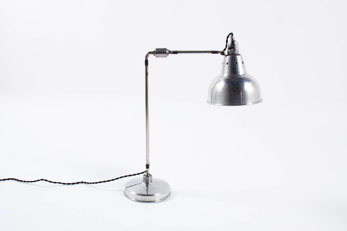 Lampe de bureau Georges Houillon modele nickele 1930