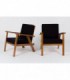 Fauteuils periode reconstruction en chene massif tissu velours chine noir 1950 set de 2
