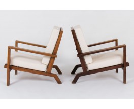 Fauteuils Rene Gabriel tissu beige chine 1950 set de 2