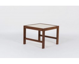 Table basse en acajou et plateau blanc Andre Sornay 1950