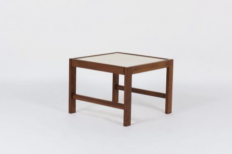 Table basse en acajou et plateau blanc Andre Sornay 1950