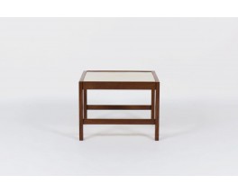 Table basse en acajou et plateau blanc Andre Sornay 1950