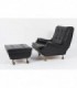Fauteuil et ottoman Marco Zanuso modele Regent en skai noir edition Arflex 1960