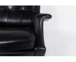 Fauteuil et ottoman Marco Zanuso modele Regent en skai noir edition Arflex 1960