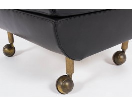 Fauteuil et ottoman Marco Zanuso modele Regent en skai noir edition Arflex 1960