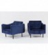 Fauteuils Michel Mortier modele Teckel en microfibre bleu edition Steiner 1950 set de 2