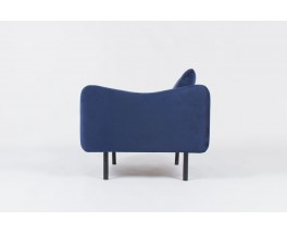 Fauteuils Michel Mortier modele Teckel en microfibre bleu edition Steiner 1950 set de 2