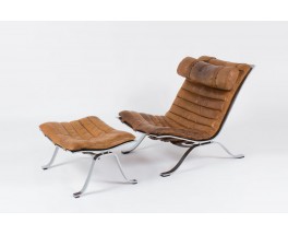 Lounge chair Arne Norell modele ARI en cuir marron edition Norell Mobel AB 1970