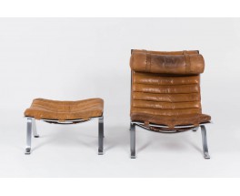 Lounge chair Arne Norell modele ARI en cuir marron edition Norell Mobel AB 1970