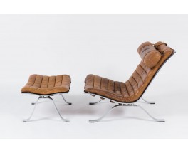 Lounge chair Arne Norell modele ARI en cuir marron edition Norell Mobel AB 1970