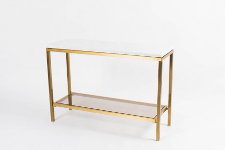 Console laiton et marbre de Carrare blanc 1950