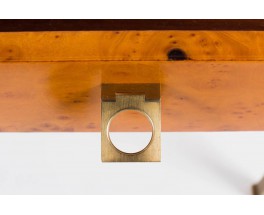 Console Guy Lefevre en laiton et loupe d'orme edition Maison Jansen 1970