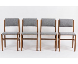 Chaises Andre Sornay hetre teinte et tissu Kvadrat gris 1950 set de 4