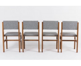 Chaises Andre Sornay hetre teinte et tissu Kvadrat gris 1950 set de 4