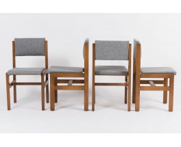 Chaises Andre Sornay hetre teinte et tissu Kvadrat gris 1950 set de 4