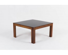 Table basse Andre Sornay en acajou et plateau stratifie noir 1950