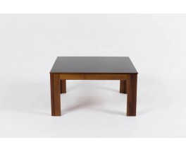 Table basse Andre Sornay en acajou et plateau stratifie noir 1950