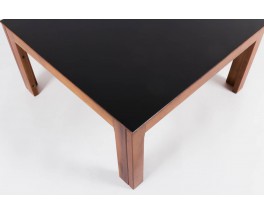 Table basse Andre Sornay en acajou et plateau stratifie noir 1950