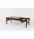 Table basse rectangulaire palissandre et cuir edition Dujo Cuba 1970