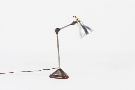Lampe de bureau modele 206 nickele socle chene Bernard Albin Gras edition Ravel Clamart 1921