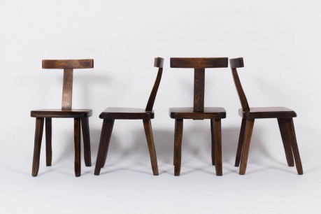 Chaises Olavi Hanninen en orme fonce edition Mikko Nupponen 1950 set de 4