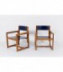 Fauteuils Andre Sornay en pin laque bleu 1950 set de 2