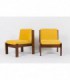 Chauffeuses Andre Sornay en acajou et velours jaune 1960 set de 2