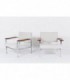 Fauteuils Gijs Van Der Sluis chrome palissandre et velours blanc 1950 set de 2