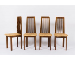 Chaises en chene et paille design italien 1950 set de 4