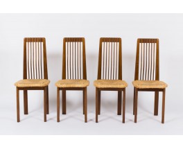 Chaises en chene et paille design italien 1950 set de 4