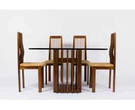 Chaises en chene et paille design italien 1950 set de 4