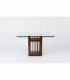 Table a manger carree pied en chene et plateau en verre design italien 1950