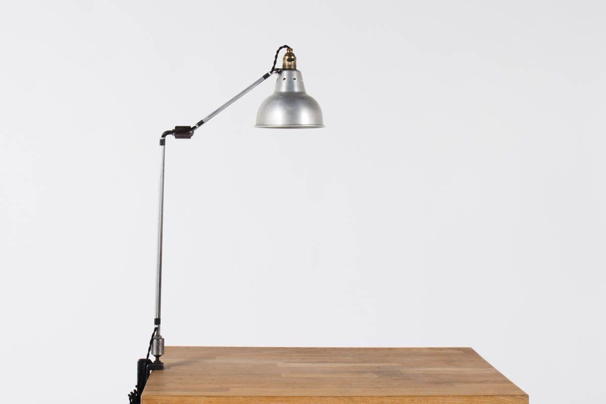 Lampe de bureau Georges Houillon modele a pince nickele 1930