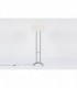 Lampadaire en metal noir laiton et abat-jour blanc design minimaliste 1950