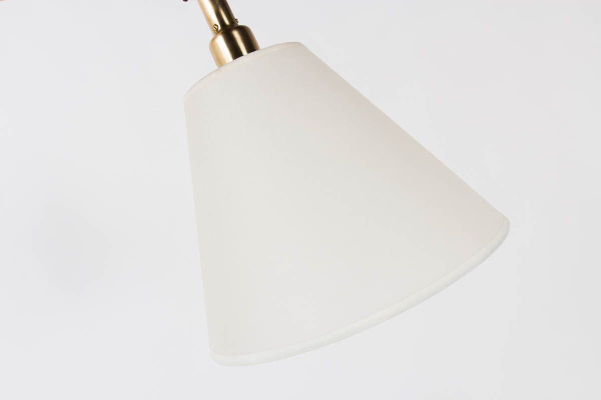 Lampadaire en laiton et abat-jour orientable blanc design chic 1950