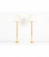 Lampadaires en metal dore et abat-jour blanc design chic 1950 set de 2