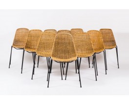 Chaises Gian Franco Legler modele Basket edition Pierantonio Bonacina 1950 set de 10