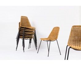 Chaises Gian Franco Legler modele Basket edition Pierantonio Bonacina 1950 set de 10