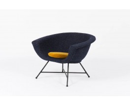 Fauteuil Genevieve Dangles et Christian Defrance modele 58 tissu Kvadrat Raf Simons premiere edition Burov 1960