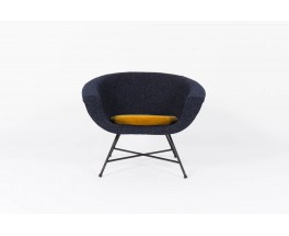 Fauteuil Genevieve Dangles et Christian Defrance modele 58 tissu Kvadrat Raf Simons premiere edition Burov 1960