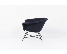 Fauteuil Genevieve Dangles et Christian Defrance modele 58 tissu Kvadrat Raf Simons premiere edition Burov 1960