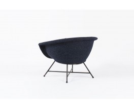 Fauteuil Genevieve Dangles et Christian Defrance modele 58 tissu Kvadrat Raf Simons premiere edition Burov 1960