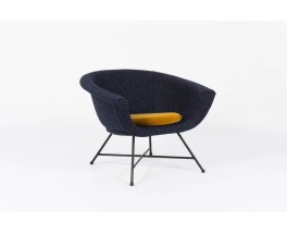 Fauteuil Genevieve Dangles et Christian Defrance modele 58 tissu Kvadrat Raf Simons premiere edition Burov 1960