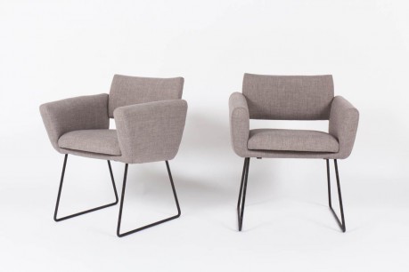 Fauteuils Joseph Andre Motte modele 763 tissu gris edition Steiner 1950 set de 2