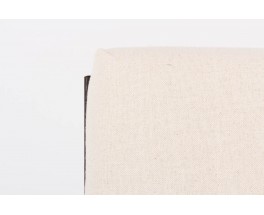 Fauteuils en teck teinte tissu lin beige design africain 1950 set de 2