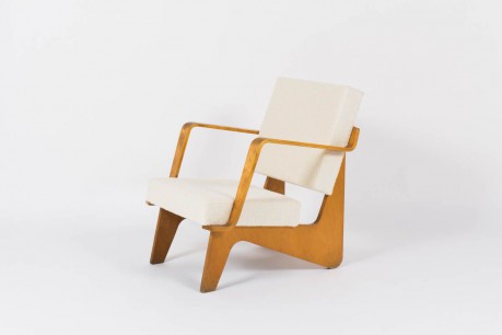 Fauteuil Cees Braakman modele FB03 serie Combex tissu Bergamo Bisson Bruneel edition Ums Pastoe 1950