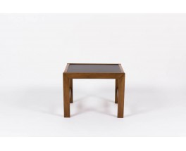 Table basse Andre Sornay structure en acajou et plateau en stratifié noir 1950