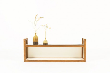 Etagere Andre Sornay hetre teinte et laque blanche 1950